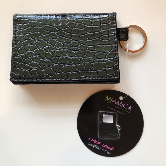 🎉2xHP🎉 MIAMICA Lookin' Good Card, Mirror Keychain Case Wallet Patent Croc NWT - Picture 7 of 8